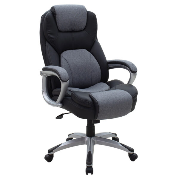 Manager office chair Lockie pakoworld with PU in black- grey fabric 076-000014