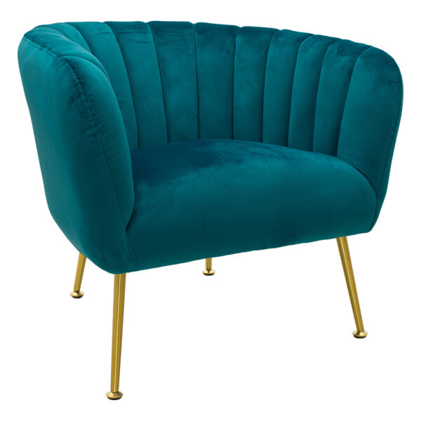 Armchair Poison pakoworld velvet blue-golden 78x71x69cm 079-000020