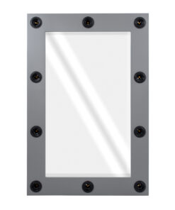 GloboStar® MAKEUP MIRROR-60×90-6 Μοντέρνος Καθρέπτης Μακιγιάζ με Πλαίσιο Φυσικού Ξύλου με Διακόπτη On/Off 10 x E27 AC220-240V – Μ60 x Π7 x Υ90cm – Γκρι Ανθρακί