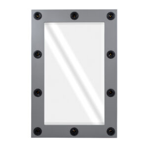 GloboStar® MAKEUP MIRROR-60×90-6 Μοντέρνος Καθρέπτης Μακιγιάζ με Πλαίσιο Φυσικού Ξύλου με Διακόπτη On/Off 10 x E27 AC220-240V – Μ60 x Π7 x Υ90cm – Γκρι Ανθρακί