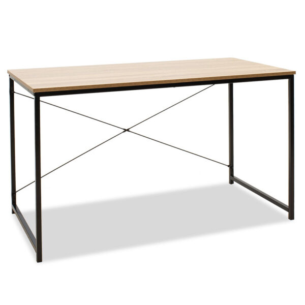 Work table Ramon pakoworld modern oak color with black metal frame 120×60.5x70cm 085-000004