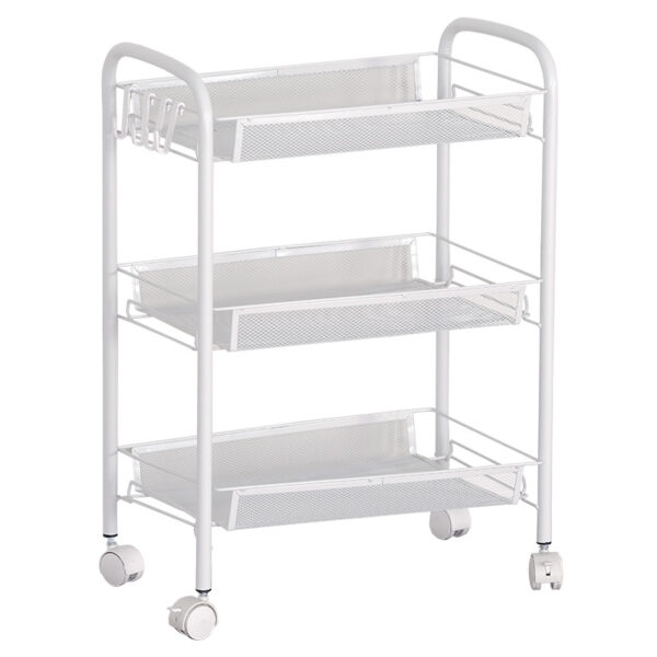 3-Tier trolley Pali pakoworld metal white 44x26x62cm 085-000015