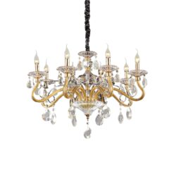 IDEAL LUX Κρεμαστό Φωτιστικό NEGRESCO 8xE14 Χρυσού Χρώματος – 087764