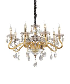 IDEAL LUX Κρεμαστό Φωτιστικό NEGRESCO 8xE14 Χρυσού Χρώματος – 087764