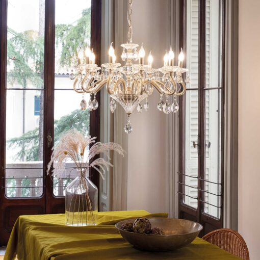 IDEAL LUX Κρεμαστό Φωτιστικό NEGRESCO 8xE14 Χρυσού Χρώματος – 087764