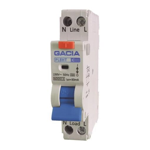 ΡΕΛΕ RCBO ΜΟΝΟΠΟΛΙΚΟ 40A 6KA 30mA 1+N GACIA TYPE B EUROLAMP – 500-43556