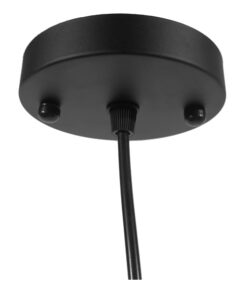 GloboStar® BERNA 01198 Μοντέρνο Κρεμαστό Φωτιστικό Οροφής Μονόφωτο Μαύρο Μεταλλικό Πλέγμα με Υφασμάτινο Εσωτερικό Καπέλο Φ30 x Y50cm