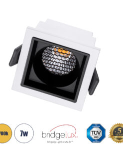GloboStar® PLUTO-S 60265 Χωνευτό LED Spot Downlight TrimLess Μ6.4xΠ6.4cm 7W 875lm 38° AC 220-240V IP20 Μ6.4 x Π6.4 x Υ4.9cm – Τετράγωνο – Λευκό με Μαύρο Κάτοπτρο & Anti-Glare HoneyComb – Θερμό Λευκό 2700K – Bridgelux COB – 5 Years Warranty