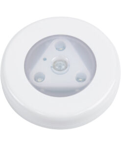 GloboStar® 79004 Φωτιστικό Νυκτός Μπαταρίας 3xAAA (Δεν Περιλαμβάνεται) LED SMD 5050 1W 80lm με Αισθητήρα Κίνησης και 3M Διπλής Όψης Αυτοκόλλητη Ταινία Αδιάβροχο IP44 Ψυχρό Λευκό 6000K D7.5 x H1.5cm