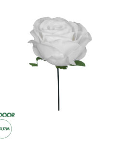 GloboStar® 09077 Τεχνητό Φυτό Διακοσμητικό Τριαντάφυλλο Λευκό M8cm x Υ20cm Π8cm