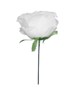 GloboStar® 09077 Τεχνητό Φυτό Διακοσμητικό Τριαντάφυλλο Λευκό M8cm x Υ20cm Π8cm