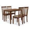 Dining Set 5pcs Diego pakoworld 112x72x74  walnut color-brown seat 091-000003