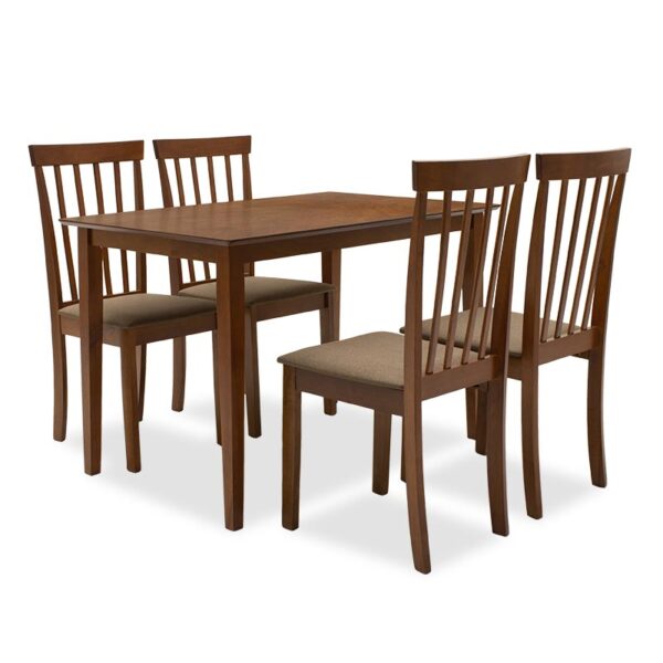 Dining Set 5pcs Diego pakoworld 112x72x74  walnut color-brown seat 091-000003