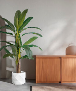 GloboStar® Artificial Garden VARENNA 20742 Επιδαπέδιο Πολυεστερικό Τσιμεντένιο Κασπώ Γλάστρα – Flower Pot Λευκό Φ40 x Υ30cm