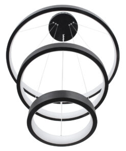 GloboStar® NEMESIS TRIO 61167-DECO Κρεμαστό Φωτιστικό Δαχτυλίδι-Κύκλος LED CCT 100W 12123lm 360° AC 220-240V – Εναλλαγή Φωτισμού μέσω Τηλεχειριστηρίου All In One Ψυχρό 6000k+Φυσικό 4500k+Θερμό 2700k Dimmable Φ25+40+60cm – Μαύρο – 3 Years Warranty