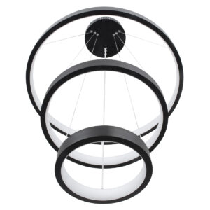 GloboStar® NEMESIS TRIO 61167-DECO Κρεμαστό Φωτιστικό Δαχτυλίδι-Κύκλος LED CCT 100W 12123lm 360° AC 220-240V – Εναλλαγή Φωτισμού μέσω Τηλεχειριστηρίου All In One Ψυχρό 6000k+Φυσικό 4500k+Θερμό 2700k Dimmable Φ25+40+60cm – Μαύρο – 3 Years Warranty
