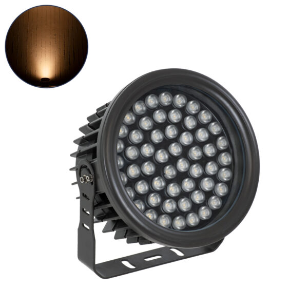 GloboStar® FLOOD-NEVA 90397 Προβολέας Wall Washer για Φωτισμό Κτιρίων LED 54W 4590lm 30° DC 24V Αδιάβροχο IP65 L24.5 x W24.5 x H14.7cm Αρχιτεκτονικό Πορτοκαλί 2200K - Μαύρο - 3 Years Warranty