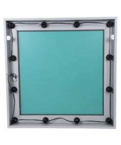 GloboStar® MAKEUP MIRROR-80×80-3 Μοντέρνος Καθρέπτης Μακιγιάζ με Πλαίσιο Φυσικού Ξύλου με Διακόπτη On/Off 12 x E27 AC220-240V – Μ80 x Π7 x Υ80cm – Γκρι Τσιμέντου