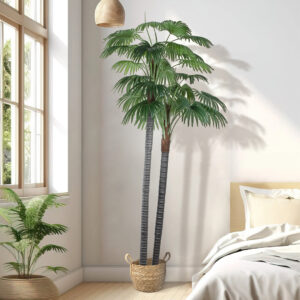 GloboStar® Artificial Garden PAROS 20277 Διακοσμητικό Πλεκτό Καλάθι – Κασπώ Γλάστρα – Flower Pot Μπεζ Φ29cm x Υ25cm