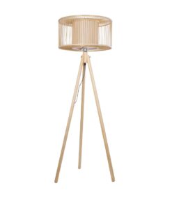 GloboStar® POPPY 01988 Boho Επιδαπέδιο Φωτιστικό Μονόφωτο 1 x E27 IP20 Μπεζ Ξύλο – Μ58 x Π58 x Υ145.5cm