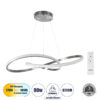 GloboStar® DEXTER 60915 Κρεμαστό Φωτιστικό Οροφής Design LED CCT 90W 10080lm 300° AC 220-240V – Εναλλαγή Φωτισμού μέσω Τηλεχειριστηρίου All In One Ψυχρό 6000k+Φυσικό 4500k+Θερμό 2700k Dimmable Φ73cm – Νίκελ Ασημί Βούρτσας – 3 Years Warranty
