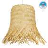 GloboStar® HAWAII 01103 Vintage Κρεμαστό Φωτιστικό Οροφής Μονόφωτο 1 x E27 Μπέζ Ξύλινο Ψάθινο Bamboo Φ40 x Υ43cm