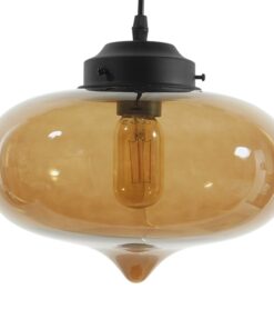 GloboStar® QUINN 01029 Vintage Κρεμαστό Φωτιστικό Οροφής Μονόφωτο 1 x E27 Γυάλινο Φιμέ Καφέ Φ26 x Y20cm