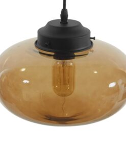 GloboStar® QUINN 01029 Vintage Κρεμαστό Φωτιστικό Οροφής Μονόφωτο 1 x E27 Γυάλινο Φιμέ Καφέ Φ26 x Y20cm