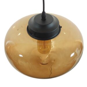 GloboStar® QUINN 01029 Vintage Κρεμαστό Φωτιστικό Οροφής Μονόφωτο 1 x E27 Γυάλινο Φιμέ Καφέ Φ26 x Y20cm