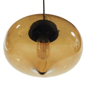GloboStar® QUINN 01029 Vintage Κρεμαστό Φωτιστικό Οροφής Μονόφωτο 1 x E27 Γυάλινο Φιμέ Καφέ Φ26 x Y20cm
