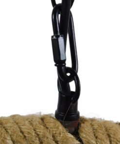 GloboStar® LINDELL 10001110 Vintage Industrial Κρεμαστό Φωτιστικό Οροφής Μονόφωτο 1 x E27 Μαύρο Μεταλλικό με Μπεζ Σχοινί Φ18 x Y33cm