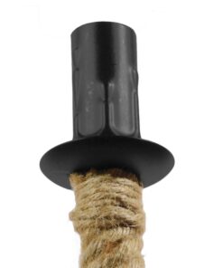 GloboStar® LINDELL 10001110 Vintage Industrial Κρεμαστό Φωτιστικό Οροφής Μονόφωτο 1 x E27 Μαύρο Μεταλλικό με Μπεζ Σχοινί Φ18 x Y33cm