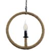 GloboStar® LINDELL 10001111 Vintage Industrial Κρεμαστό Φωτιστικό Οροφής Μονόφωτο 1 x E14 Μαύρο Μεταλλικό με Μπεζ Σχοινί Φ33 x Y33cm