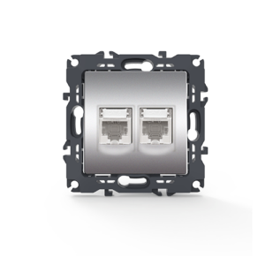 PRIME ΠΡΙΖΑ ΔΙΚΤΥΟΥ 2xRJ45 CAT6 UTP IP20 MAT ΑΛΟΥΜΙΝΙΟ ACA – 1000113303