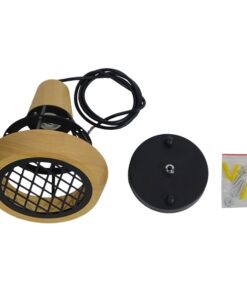 GloboStar® AKRON 10001133 Μοντέρνο Κρεμαστό Φωτιστικό Οροφής Μονόφωτο 1 x E27 Μπεζ Ξύλινο με Μεταλλικό Πλέγμα Φ19 x Y22cm