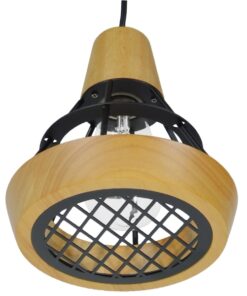 GloboStar® AKRON 10001133 Μοντέρνο Κρεμαστό Φωτιστικό Οροφής Μονόφωτο 1 x E27 Μπεζ Ξύλινο με Μεταλλικό Πλέγμα Φ19 x Y22cm