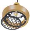 GloboStar® AKRON 10001133 Μοντέρνο Κρεμαστό Φωτιστικό Οροφής Μονόφωτο 1 x E27 Μπεζ Ξύλινο με Μεταλλικό Πλέγμα Φ19 x Y22cm