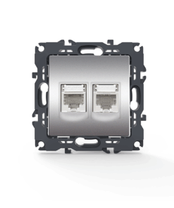 PRIME ΠΡΙΖΑ ΤΗΛΕΦΩΝΟΥ 1xRJ11 CAT3 IP20 & ΠΡΙΖΑ ΔΙΚΤΥΟΥ 1xRJ45 CAT6 UTP IP20 MAT ΑΛΟΥΜΙΝΙΟ ACA – 1000113403