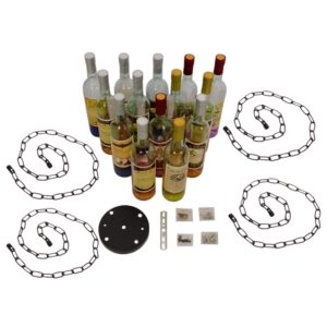 GloboStar® VINEYARD 10001139 Vintage Κρεμαστό Φωτιστικό Οροφής Πολύφωτο 4 x E27 Μαύρο Μεταλλικό με Γυάλινα Μπουκάλια Πολυέλαιος Φ60 x Y20cm