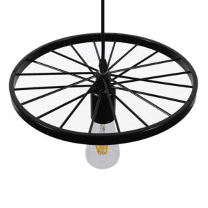 GloboStar® CASTOR 10001161 Vintage Industrial Κρεμαστό Φωτιστικό Οροφής Μονόφωτο 1 x E27 Μαύρο Μεταλλικό Πλέγμα Φ30 x Y10cm