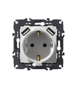 PRIME ΠΡΙΖΑ ΣΟΥΚΟ ΑΣΦΑΛΕΙΑΣ 1x2P+E 16A 250VAC & 2 USB 5VDC 3.1A IP20  ΛΕΥΚΗ ACA – 1000116301