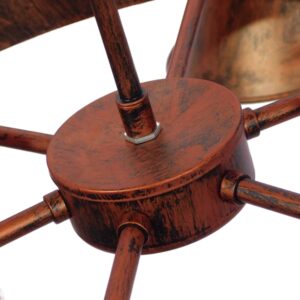 GloboStar® CAMELOT 10001191 Vintage Κρεμαστό Φωτιστικό Οροφής Πολύφωτο 6 x E27 Καφέ Σκουριά Μεταλλικό Πολυέλαιος με Μπεζ Σχοινί Φ92 x Y118cm