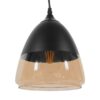 GloboStar® OLIVER 10001231 Vintage Κρεμαστό Φωτιστικό Οροφής Μονόφωτο 1 x E27 Μαύρο Μεταλλικό με Γυαλί Καμπάνα Φ20 x Y21cm