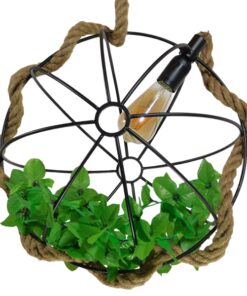 GloboStar® BRADLEY 10001329 Vintage Industrial Κρεμαστό Φωτιστικό Οροφής Μονόφωτο 1 x E27 Πλέγμα με Μπεζ Σχοινί Φ42 x Υ42cm