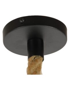 GloboStar® BRADLEY 10001329 Vintage Industrial Κρεμαστό Φωτιστικό Οροφής Μονόφωτο 1 x E27 Πλέγμα με Μπεζ Σχοινί Φ42 x Υ42cm