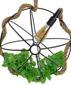 GloboStar® BRADLEY 10001328 Vintage Industrial Κρεμαστό Φωτιστικό Οροφής Μονόφωτο 1 x E27 Πλέγμα με Μπεζ Σχοινί Φ33 x Υ33cm