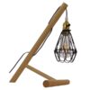 GloboStar® ELMA 10001335 Μοντέρνο Επιτραπέζιο Φωτιστικό Μονόφωτο Ξύλινο με Μαύρο Πλέγμα Φ10 x Μ34 x Π22.5 x Υ42cm