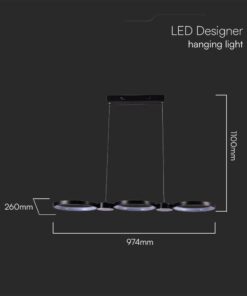 Κρεμαστό φωτιστικό LED 38W 4000K Μαύρου Χρώματος V-TAC – 10043
