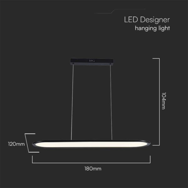 Κρεμαστό φωτιστικό LED 24W 4000K Μαύρου Χρώματος V-TAC – 10045