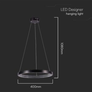 Kρεμαστό φωτιστικό Designer LED 19W 3000K Μαύρου Χρώματος V-TAC – 10052